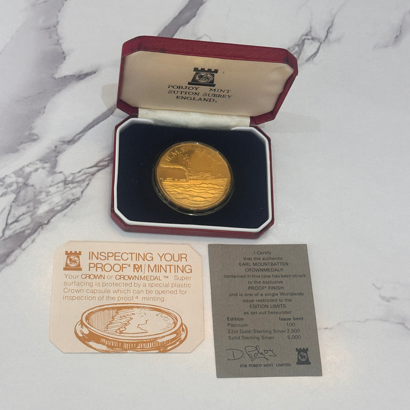 22ct Gold Sterling Silver Earl Mountbatten Crown-medal