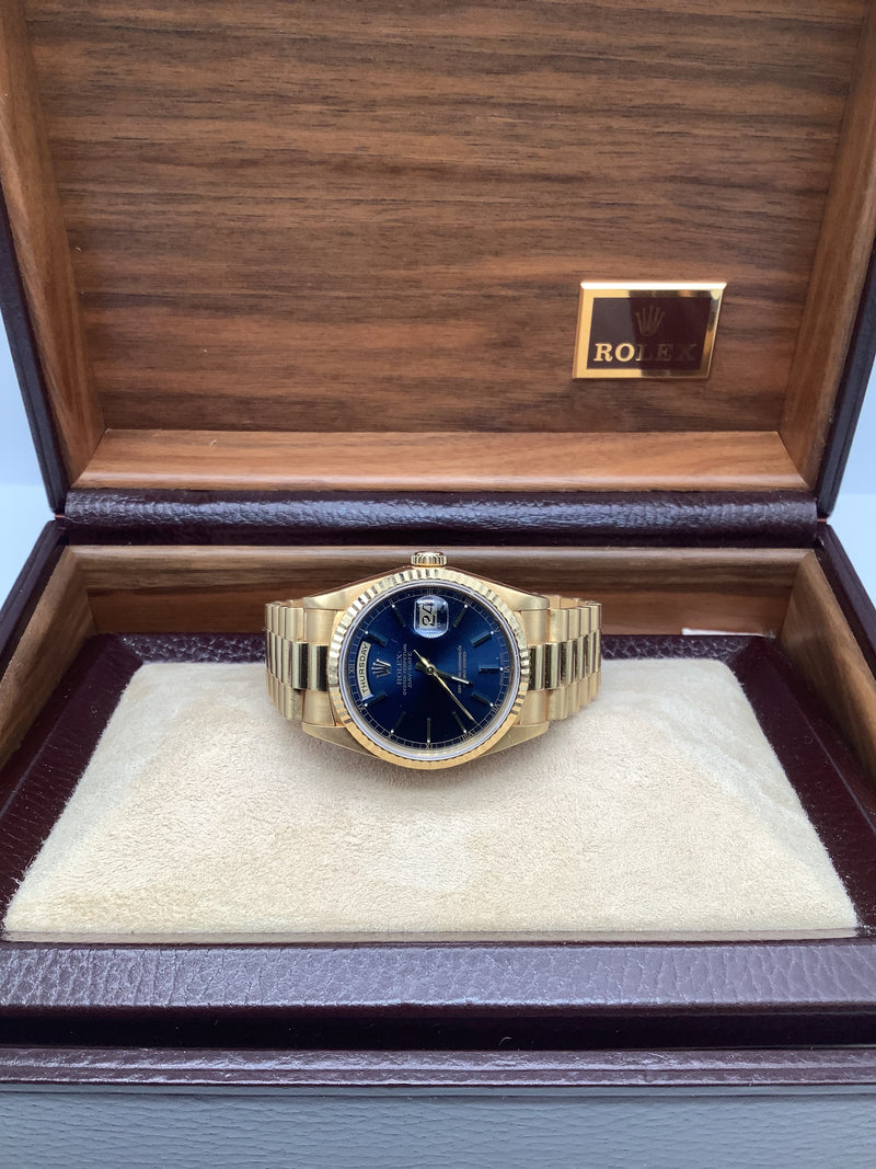 Rolex Day-Date Yellow Gold 36mm Blue Dial 1995