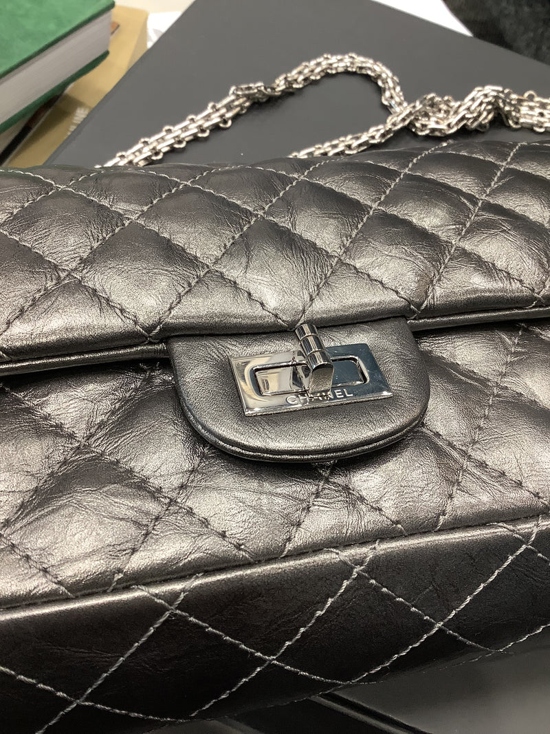 Chanel Metallic Grey Quilted Leather 226 Reissue Flap Bag