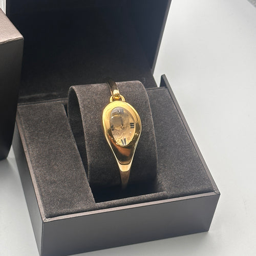 GUCCI Gold Floral Horsebit Bangle Watch