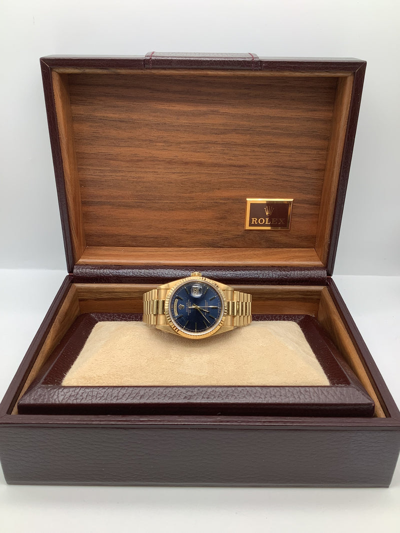 Rolex Day-Date Yellow Gold 36mm Blue Dial 1995