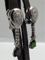 Green Tourmaline and Diamond Earrings