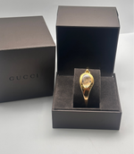 GUCCI Gold Floral Horsebit Bangle Watch