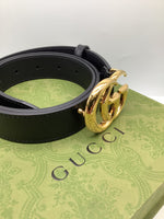 Black Leather GG Gucci Belt