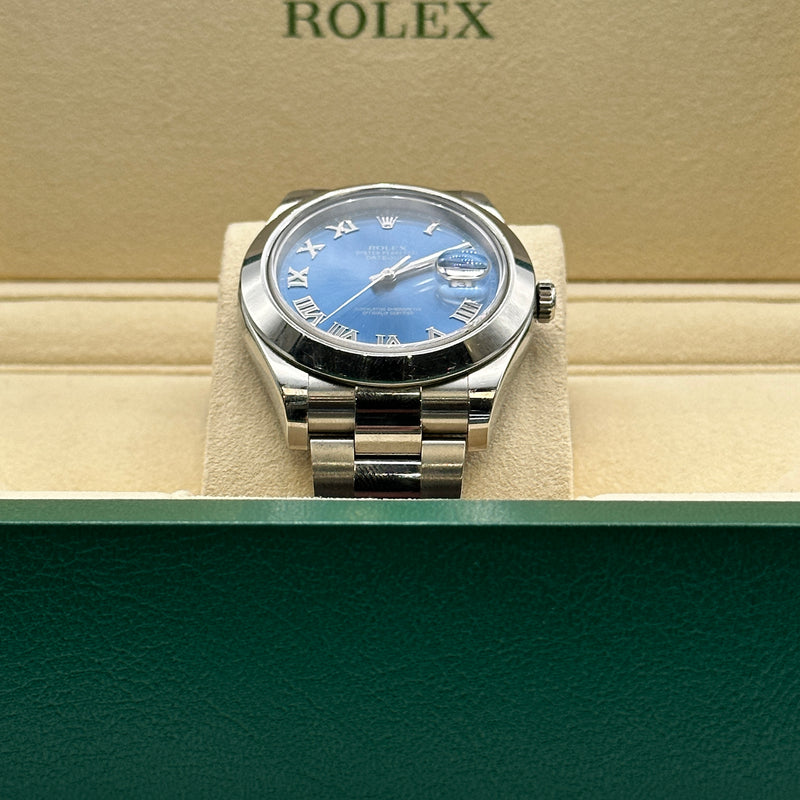 Rolex Datejust 41mm Blue Dial Smooth Bezel