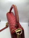 Chanel 'Boy'  Bag Gold Coloured Metal and Red Lambskin