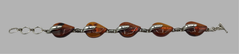 Stirling Silver and Amber Bracelet