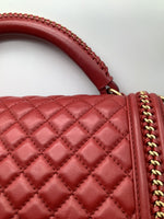 Chanel 'Boy'  Bag Gold Coloured Metal and Red Lambskin