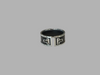 Tiffany & Co Sterling Silver and Black Ceramic T Bar Cut out Ring