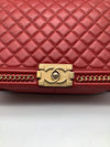 Chanel 'Boy'  Bag Gold Coloured Metal and Red Lambskin