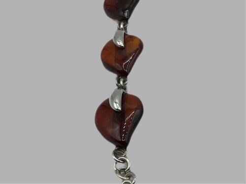 Stirling Silver and Amber Bracelet