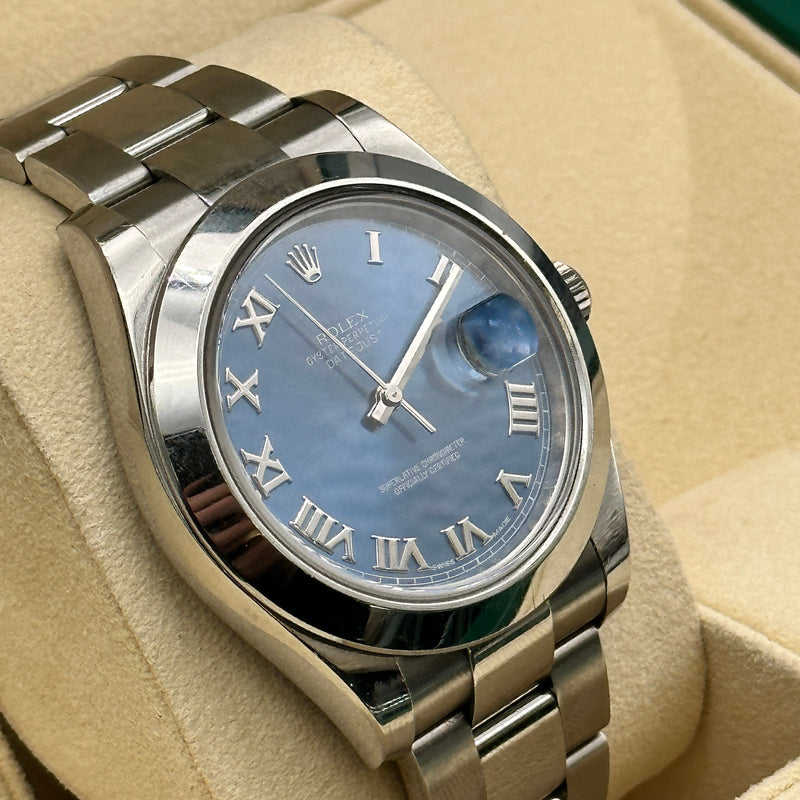 Rolex Datejust 41mm Blue Dial Smooth Bezel