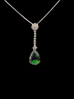 Green Tourmaline and Diamond Necklace Pendant