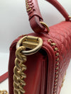 Chanel 'Boy'  Bag Gold Coloured Metal and Red Lambskin