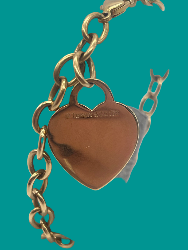 18ct Gold Tiffany & Co Heart Pendant Bracelet