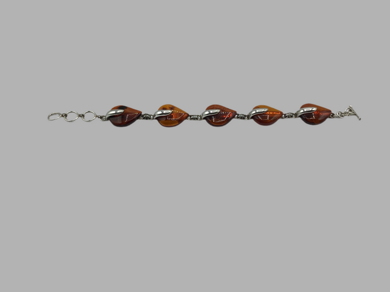 Stirling Silver and Amber Bracelet