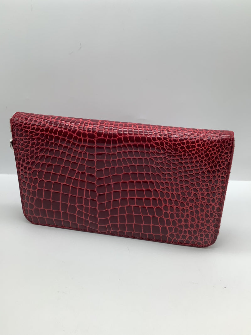 Moschino Wine Coloured Crocodile Purse