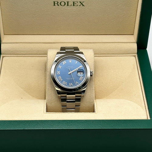 Rolex Datejust 41mm Blue Dial Smooth Bezel