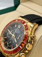 Rolex Daytona Oysterflex 18ct Yellow Gold, Orange Sapphire Bezel ( Homage To 116588SACO)