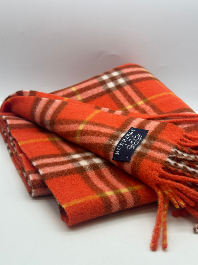 Burberry Orange Tartan Scarf