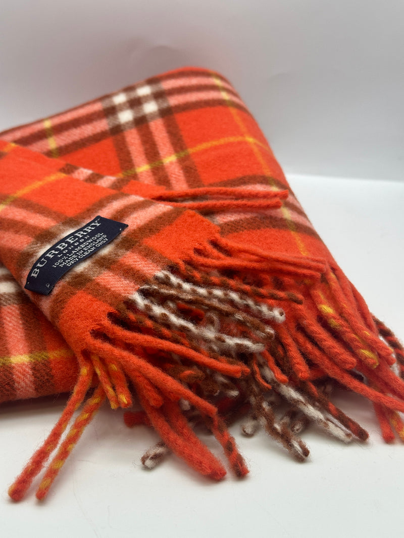 Burberry Orange Tartan Scarf