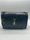 YSL Sunset medium crocodile-effect leather shoulder bag