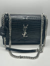 YSL Sunset medium crocodile-effect leather shoulder bag