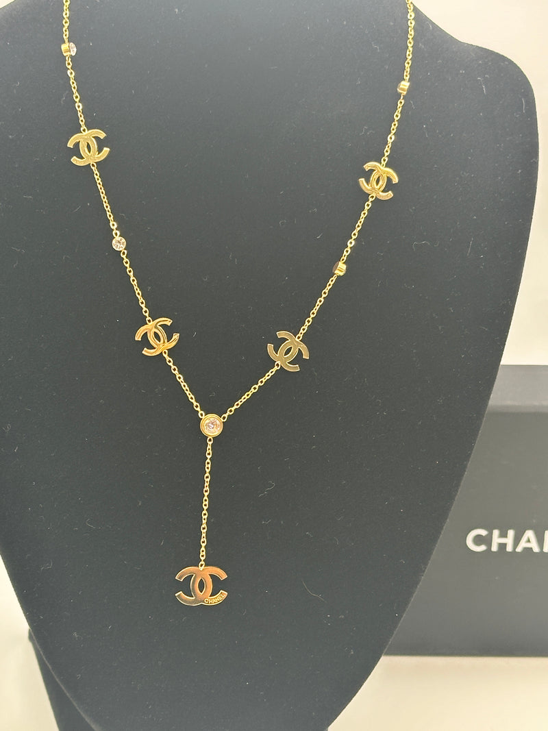 Chanel Gold Plated Crystal Necklace