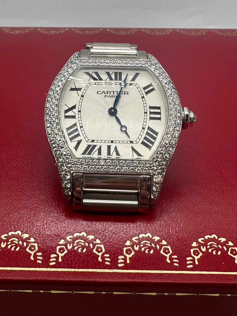 Cartier Tortue 18ct  White Gold With Diamonds