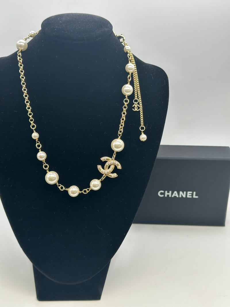 Chanel Small Gold Pearl Necklace