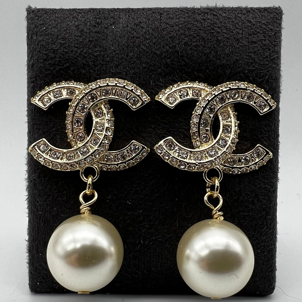 Chanel CC Earrings with Pearl Drop Down  Elite HNW  High End Watches  Jewellery  Art Boutique