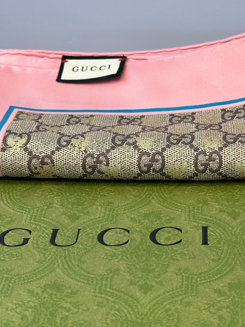 Gucci Beige & Pink Bees GG Print Silk Bandeau Gucci